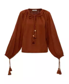 Топ Quirite с объемными рукавами Max Mara, коричневый