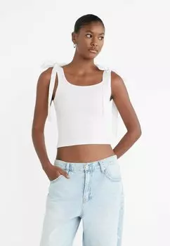 Топ Racerback With Contrast Ties Stradivarius, белый