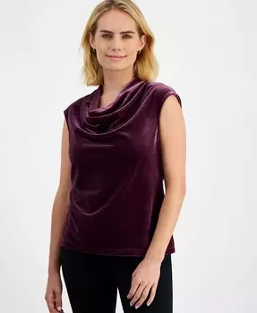 Топ-ракушка без рукавов Petite с воротником-хомутом AK Anne Klein, фиолетовый