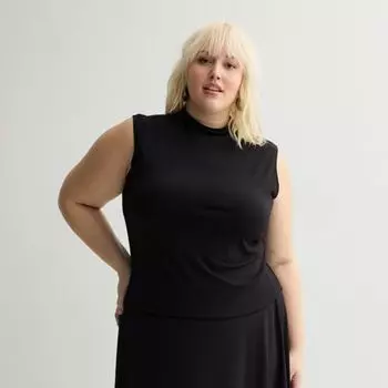 Топ-ракушка больших размеров с драпировкой и ложным воротником Nine West, черный