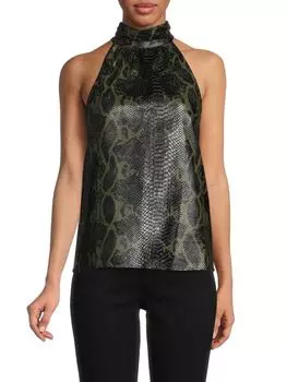 Топ Ramy Brook с высоким вырезом и тиснением под змею, olive