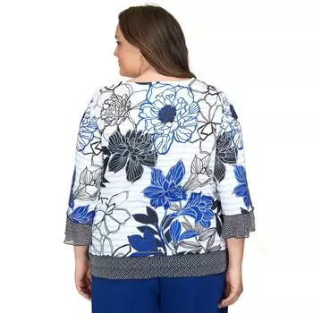 Топ размера плюс Alfred Dunner с геометрической отделкой в цветочную полоску Alfred Dunner