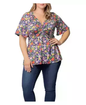 Топ размера плюс Эбби Твист Фронт Kiyonna, мультиколор