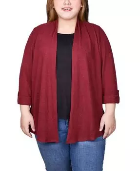 Топ размера плюс с рукавом 3/4 «Два в одном» NY Collection, красный