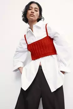 Топ ребристой вязки с бретелями H&M, красный