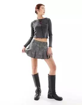 Топ Reclaimed Vintage антрацитового цвета с эффектным швом на вырезе