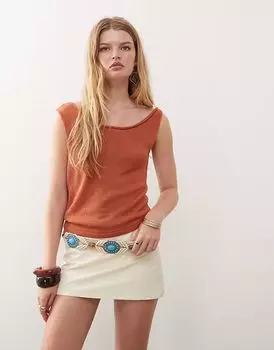 Топ Reclaimed Vintage Festival с одним плечом, цвет ржавчины