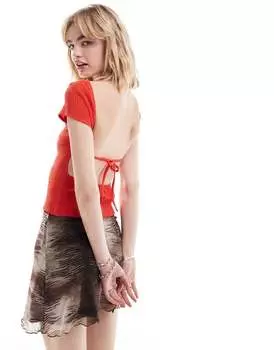 Топ Reclaimed Vintage с открытой спиной и текстурой красного цвета