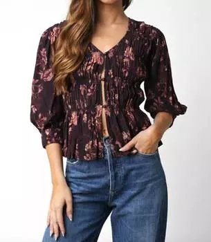 Топ Reese с коричневым цветочным принтом OLIVACEOUS