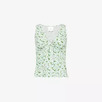 Топ Reformation Miri с цветочным принтом, бело-голубой / зеленый