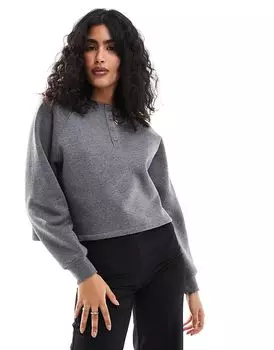 Топ реглан хенли темно-серого меланжевого цвета ASOS DESIGN