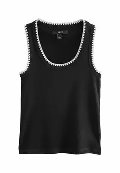 Топ REGULAR FIT - CONTAST TRIM SCOOP NECK SLEEVELESS TANK Next, черный