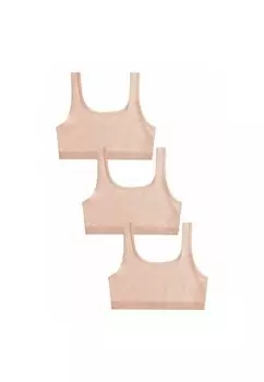 Топ REGULAR FIT SCOOP CROP 3 PACK Next, коричневый