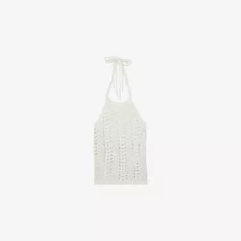 Топ Reiss Cally с вязкой крючком, белый