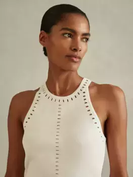 Топ Reiss Cammi Cut Out Trim Knit, слоновая кость