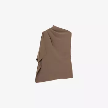 Топ Reiss Elle с драпировкой и одним плечом, темно-коричневый