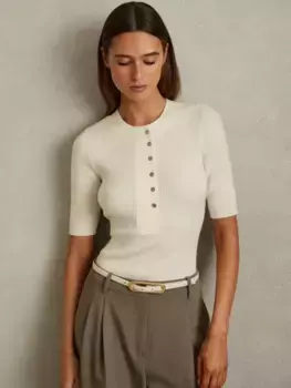 Топ Reiss Emily Wool Blend Rib Knit, слоновая кость