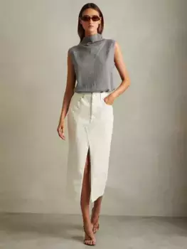 Топ Reiss Harper Slouch Neck Wool Knit Sleeveless, серый