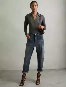 Топ Reiss Nixi Wool Blend Collared, цвет charcoal