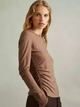 Топ Reiss Sierra Wool Blend Ruched, цвет mink