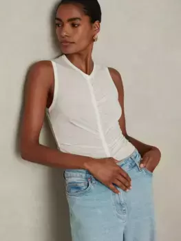 Топ Reiss Simone Wool Blend Ruched Vest, кремовый