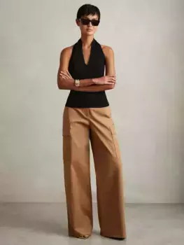 Топ Reiss Tilly Knitted Halterneck, цвет chocolate