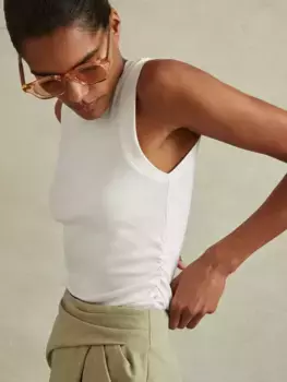 Топ Reiss Trudy Ruched Side Ribbed Vest, белый