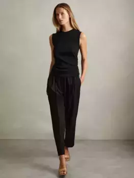 Топ Reiss Trudy Ruched Side Ribbed Vest, черный