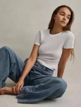 Топ Reiss Victoria Short Sleeve Ribbed, белый