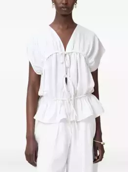 Топ Remy с завязками спереди и оборками AllSaints, белый