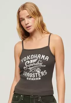 Топ RETRO ROCKER GRAPHIC CAMI Superdry, антрацит