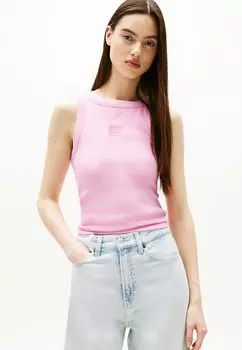 Топ RIBBED GRADIENT FLAG SLIM Tommy Jeans, цвет Carnival Pink