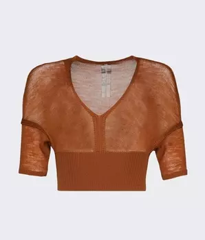 Топ Rick Owens Maglia Short-Sleeve V, коричневый