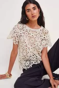 Топ Riri крючком Monsoon, бежевый