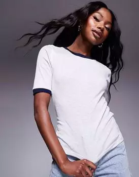 Топ River Island с короткими рукавами серого цвета