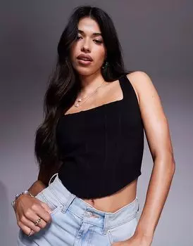 Топ River Island с корсетным швом черного цвета