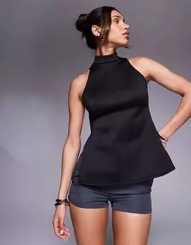 Топ River Island с высоким воротом черного цвета