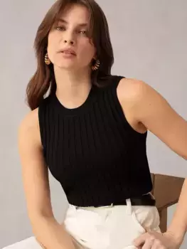 Топ Ro&Zo Wide Rib Knit Tank, черный