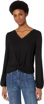 Топ Rock and Roll Cowgirl Waffle Knit Top with Twisted Front Hem 48T2369, черный