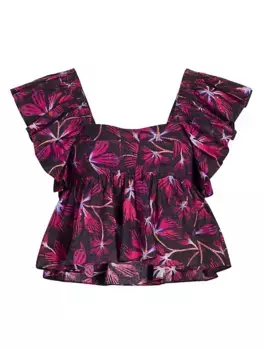 Топ Romi из поплина с цветочным принтом Ulla Johnson, цвет zinnia