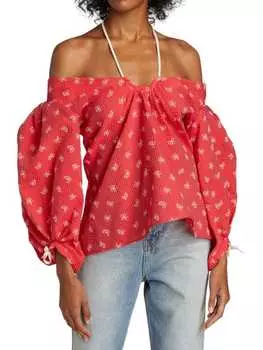 Топ Rosie Assoulin с открытыми плечами и халтером, красный