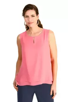 Топ-рубашка HERMANN LANGE Collection, полупрозрачный, двухслойный, коралловый