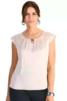 Топ-рубашка HERMANN LANGE Collection с деталью на вырезе, бежевый