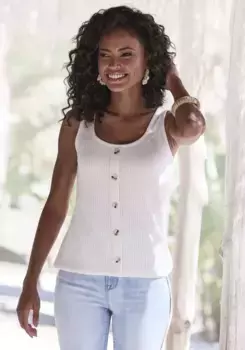 Топ-рубашка LASCANA (1 шт.), верх из мягкого пике, кремовый