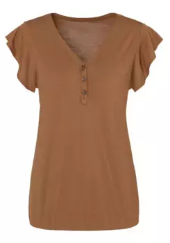 Топ-рубашка LASCANA (2 шт. в упаковке), с короткими рукавами, коричневый