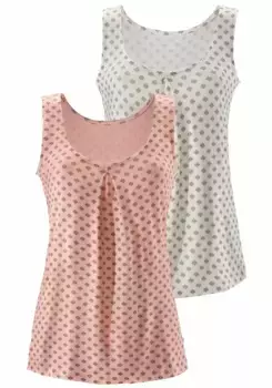 Топ-рубашка LASCANA (2 шт. в упаковке), со складкой в горловине, розовый