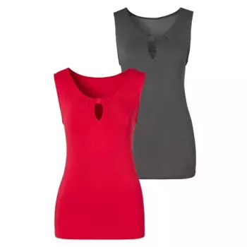 Топ-рубашка LASCANA (2 шт. в упаковке) с небольшим вырезом на горловине, красный