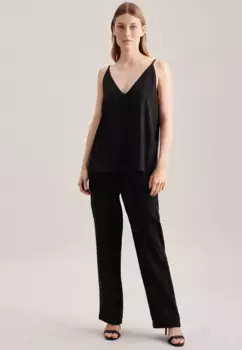 Топ-рубашка seidensticker "Black Rose", без рукавов, с V-образным вырезом, однотонный, черный