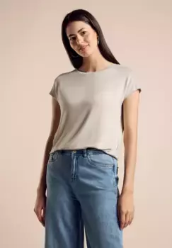 Топ-рубашка STREET ONE "LTD QR", с блестящей отделкой, бежевый
