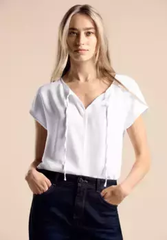 Топ-рубашка STREET ONE с лентами, белый